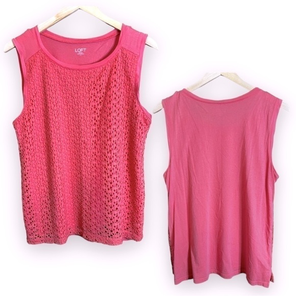 LOFT Tops - 𝅺LOFT Outlet Coral Tank with Knit Design Front, Size Large